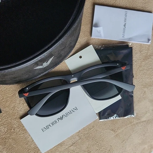 NWT ❗️ Emporio Armani men's sunglasses black and red with case - Picture 12 of 12